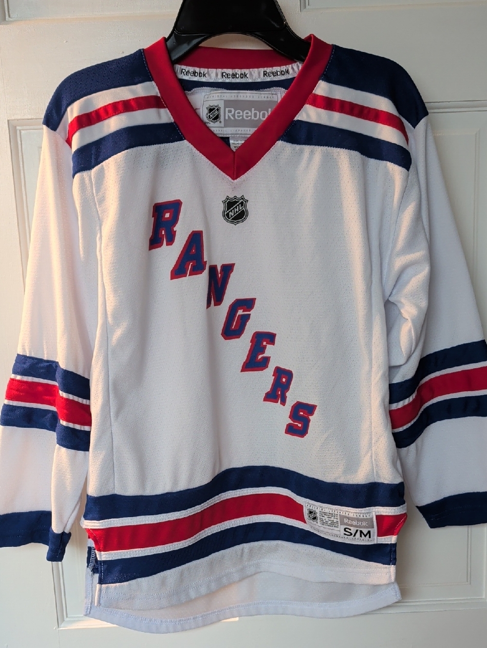 Reebok White, Red & Blue New York Rangers Hockey Jersey